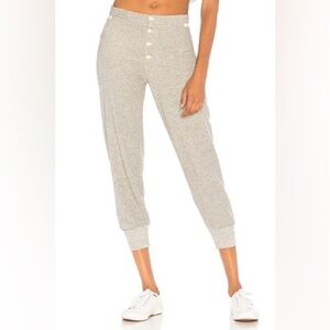 THE GREAT. Light Gray High-Rise Button Jogger Pants